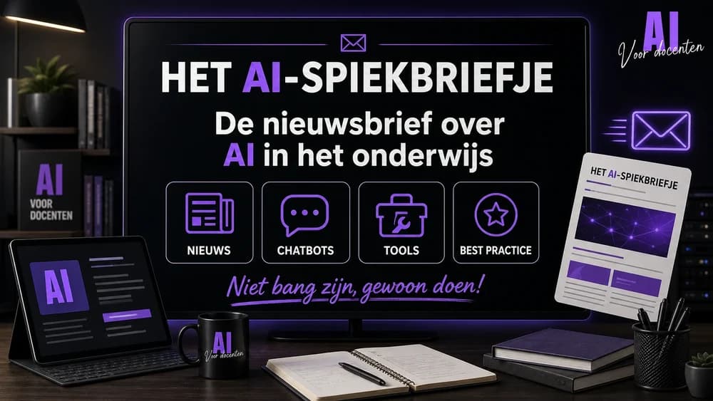 Promobeeld van Het AI-spiekbriefje, de nieuwsbrief over AI in het onderwijs