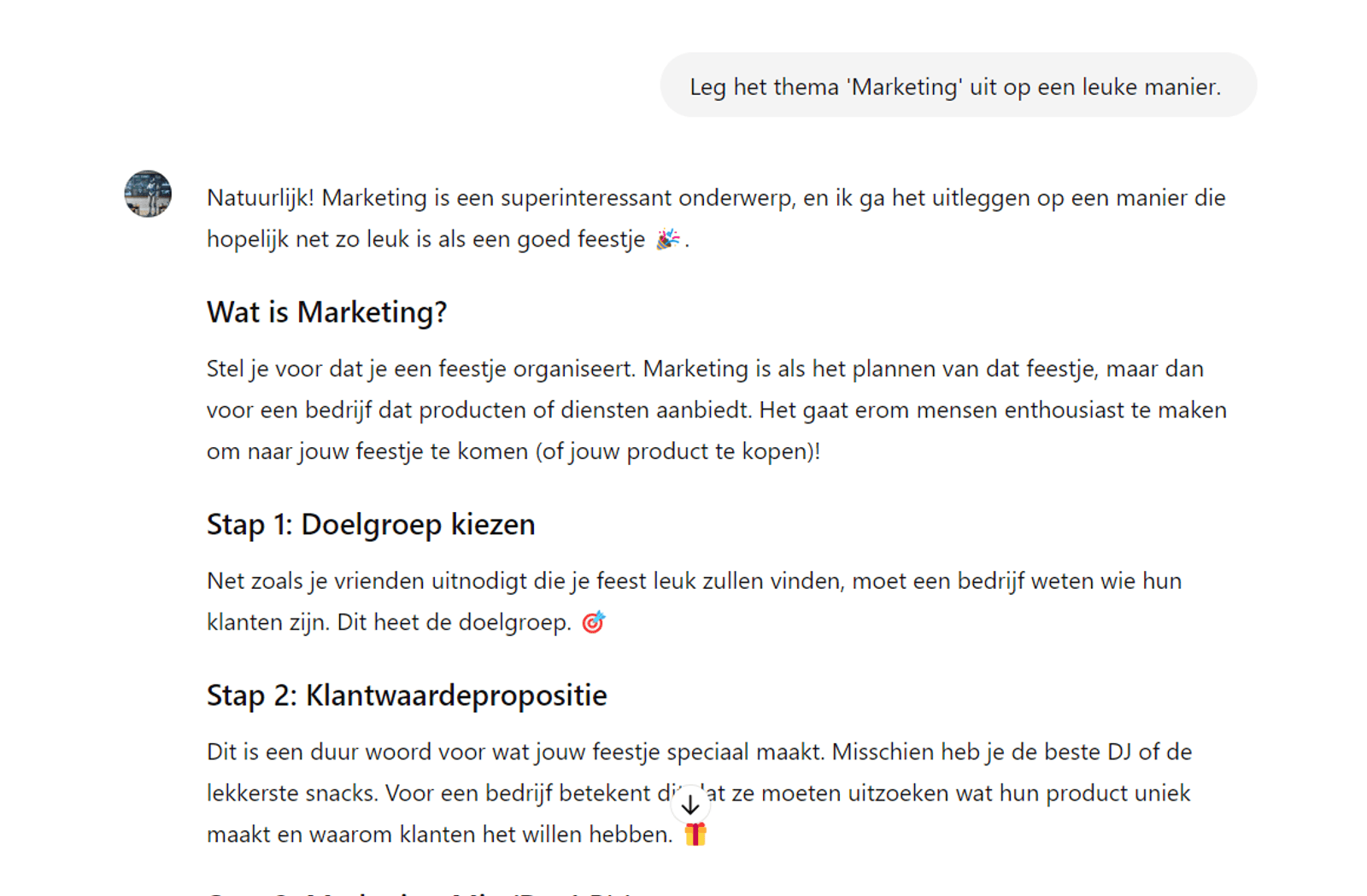 Echt gesprek waarin AISHA marketing uitlegt met het herkenbare voorbeeld van een feestje